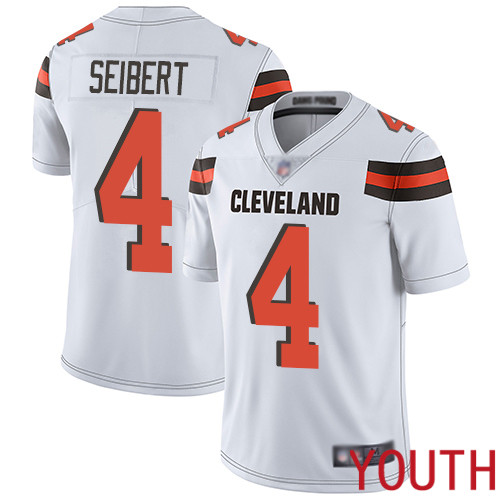 Cleveland Browns Austin Seibert Youth White Limited Jersey #4 NFL Football Road Vapor Untouchable->cleveland browns->NFL Jersey
